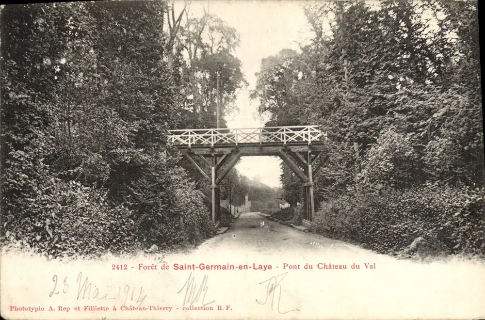 Bosque de Saint-Germain-en-Laye — Puente del Castillo del Val — Fototipia A. Rep y Hija en Château-Thierry - Anverso