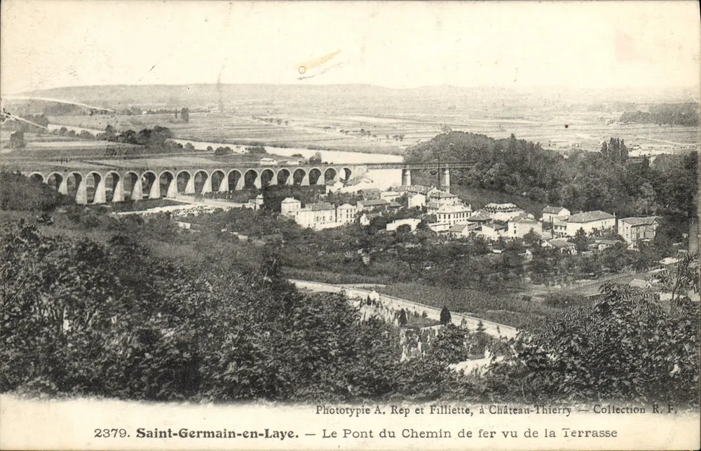 Saint-Germain-en-Laye — Der Eisenbahnbrücke von der Terrasse gesehen — Phototypie A. Rep et Filliette, Château-Thierry — Sammlung R.F. — Nr. 2379 - Vorderseite