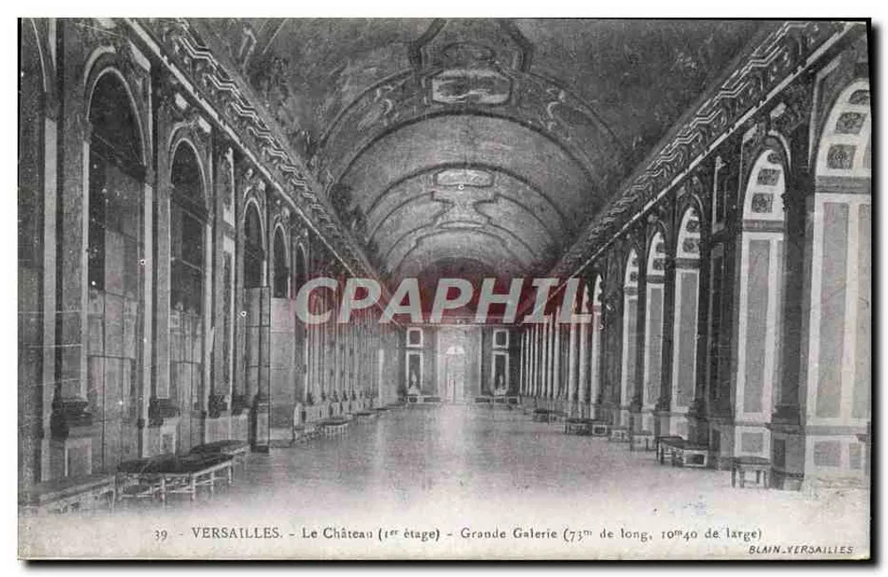 Versailles - Das Schloss (Erste Etage) - Große Galerie (73m lang, 10m40 breit) - Blain-Versailles - Vorderseite