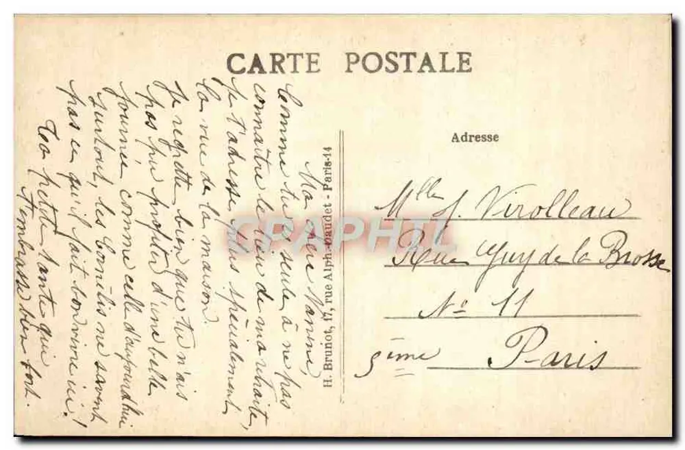 Villette (S.-et-O.) — A Casa de Repouso — H. Brunot, 47 rue Alphand, Paris-14 - Verso