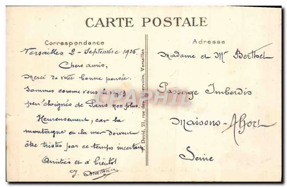 Versailles — Les Rochers à Trianon — editor So. n°50 - Verso