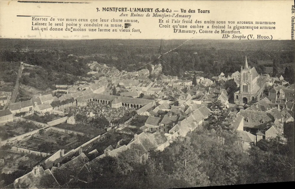Montfort-l'Amaury (S.&O.) — Blick auf die Türme — Bei den Ruinen von Montfort-l'Amaury — Verlag Ombredanne - Vorderseite