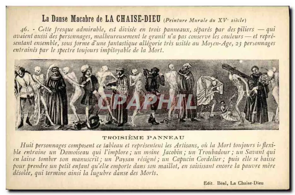 Die Totentanz in LA CHAISE-DIEU — Wandmalerei des 15. Jahrhunderts — Edit. Béal, La Chaise-Dieu - Vorderseite