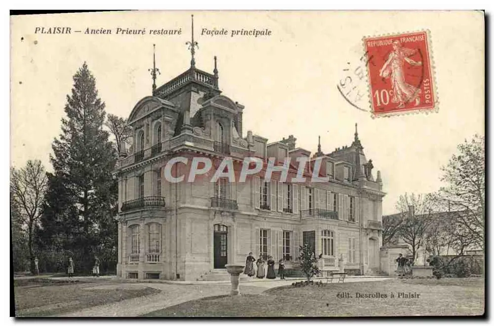 Plaisir — Antiguo Priorato restaurado — Fachada principal — edit. Desrolles en Plaisir - Anverso
