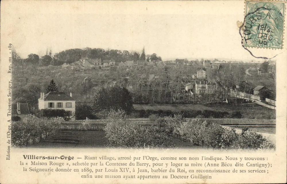 Villiers-sur-Orge — Village alegre, regado pelo Orge, como seu nome indica — Edição do Orge, A. Thévenet Savigny, Rep. Im. - 189 - Frente
