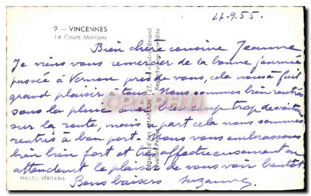 Vincennes — O Cours Mariigny — Marco - Verso