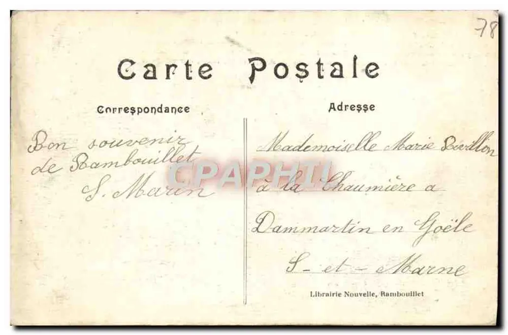 O castelo de Rambouillet, visto do Esfinge — Librairie Nouvelle, Rambouillet, n°106 - Verso