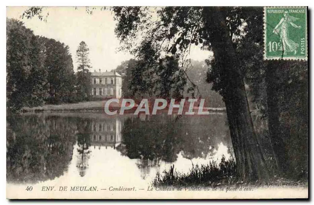 Env. de Meulan — Condécourt — O Castelo de Villetta visto da área d'água — Klein, Meulion - Frente