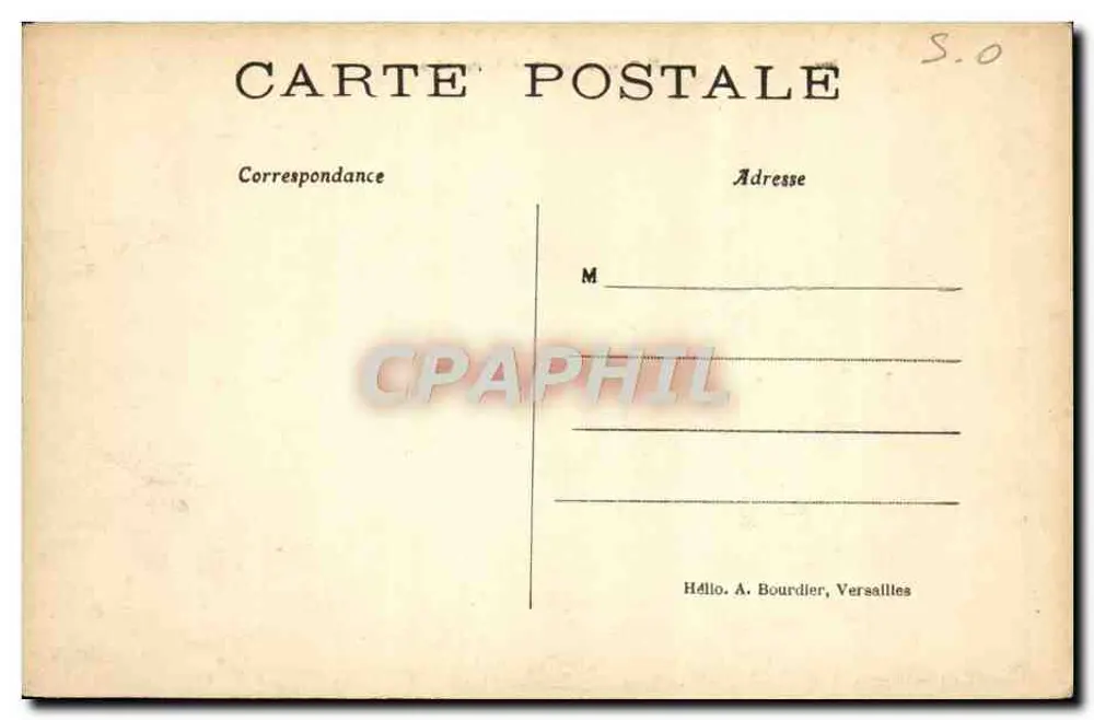 Panorama de Versailles — vista aérea dos jardins e do castelo — editor H. A. Bourdier, Versailles - Verso