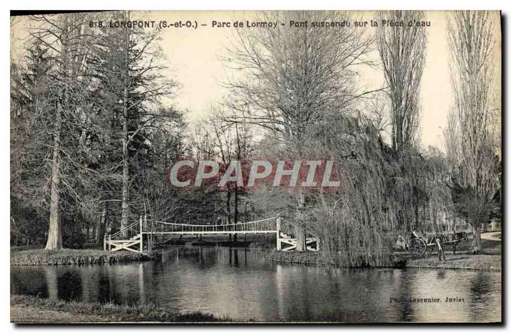 Longpont (S.-et-O.) — Park von Lormoy — Hängebrücke über die Wasserstelle - Vorderseite