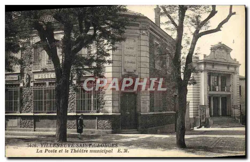 Villeneuve-Saint-Georges — Postamt und Stadttheater — E.M. n°5416 - Vorderseite
