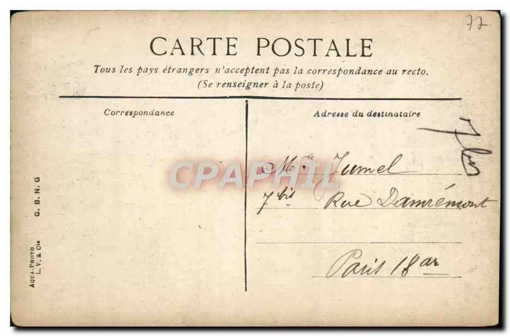 Fontainebleau — La Chapelle Saint-Saturnin — G.B.N.G. n° C1 - Rückseite