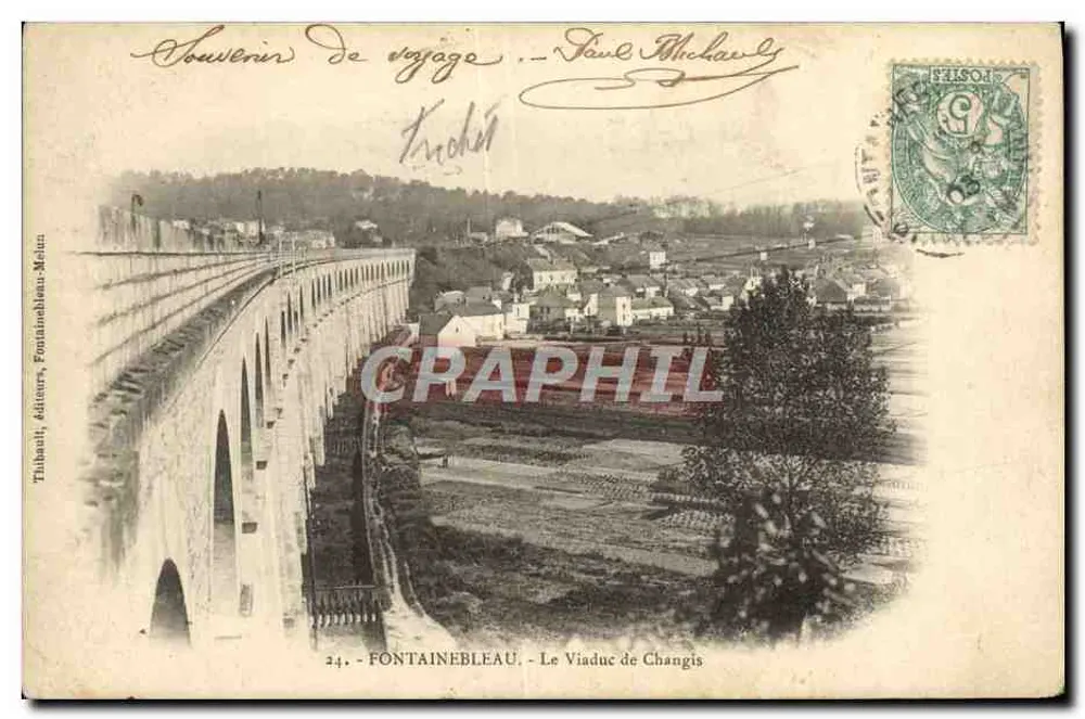 Fontainebleau — O Viaduto de Changis — Thibault, editores, Fontainebleau-Meaux - Frente