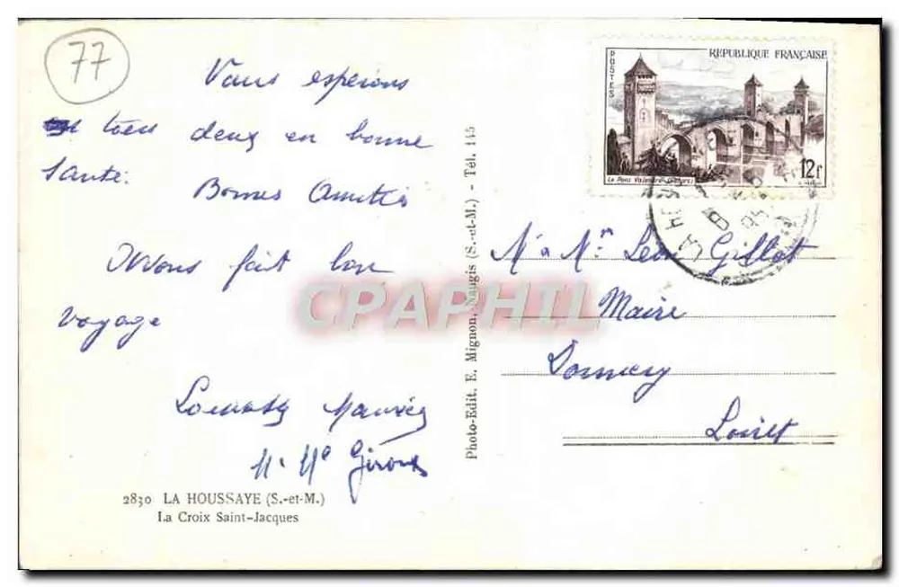 Vista da estrada em La Houssaye — Editor E. Mignon, n° 2830 - Verso