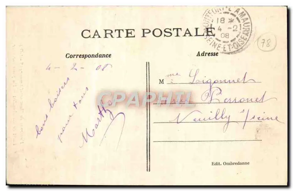 Forêt de Rambouillet — Ein Waldpostamt — Umgebung von Montfort-l'Amaury (S.-et-O.) - Rückseite