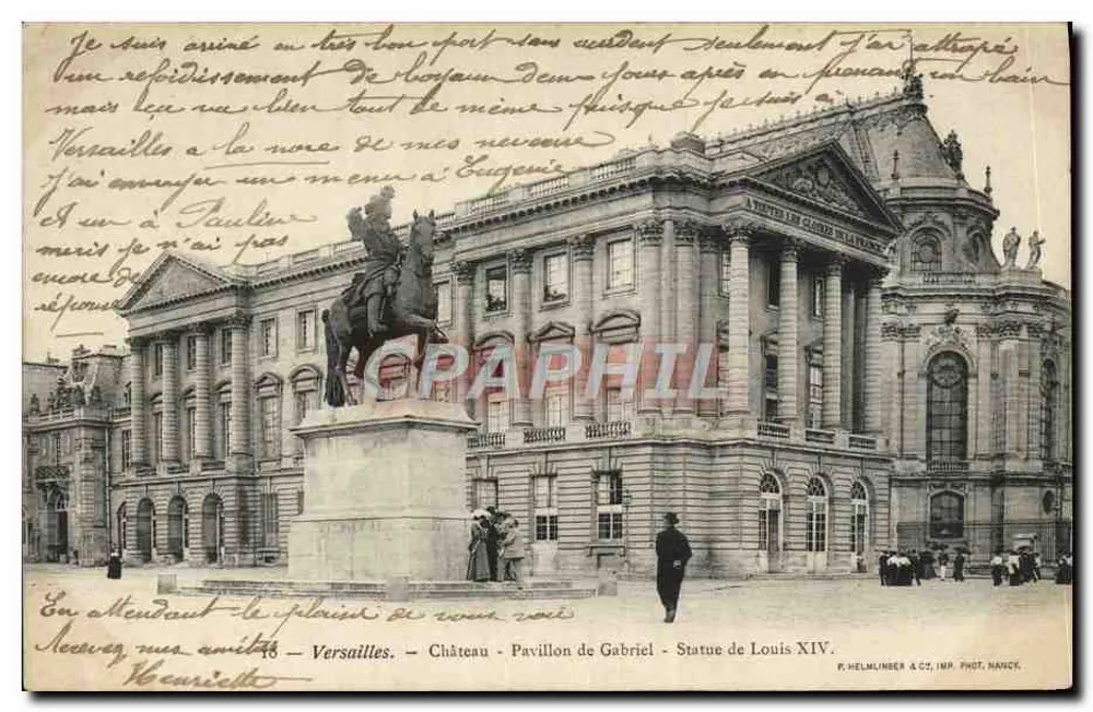 Versailles — Schloss - Pavillon de Gabriel - Statue von Louis XIV — P. HELMLINER & CIE, IMP. PHOT. HANDE - Vorderseite
