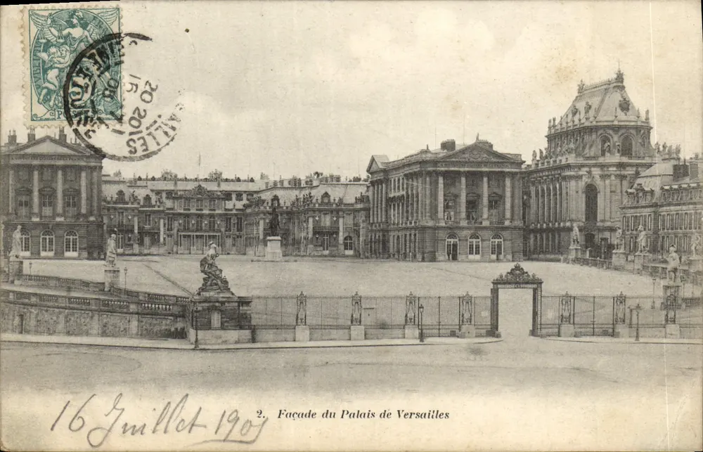 Fachada do Palácio de Versalhes — vista panorâmica — A. Bourdier, imp.-edit., Versalhes - Frente