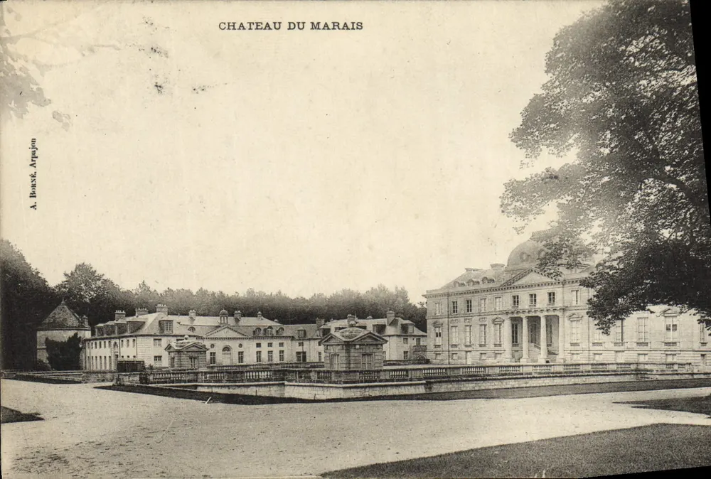 Castelo do Marais — vista do castelo e de seus jardins — A. Bouxé, Arpajon - Frente