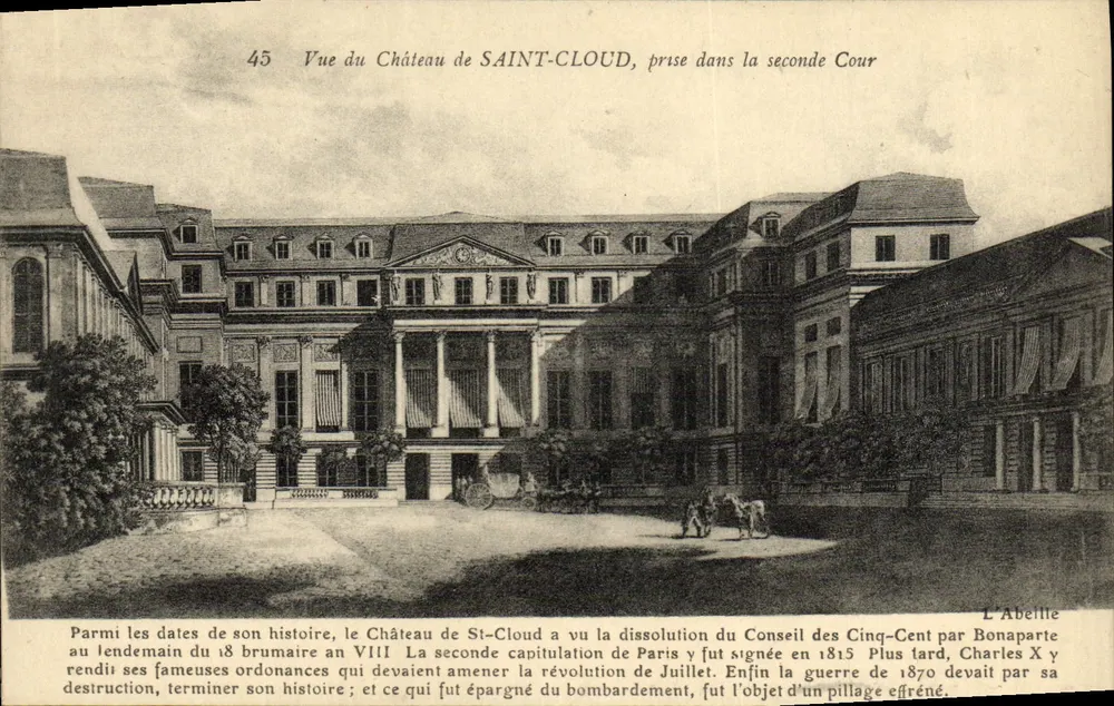 Vue du Château de SAINT-CLLOUD, prise dans la seconde Cour — L'Abelle, n°45 - Frente