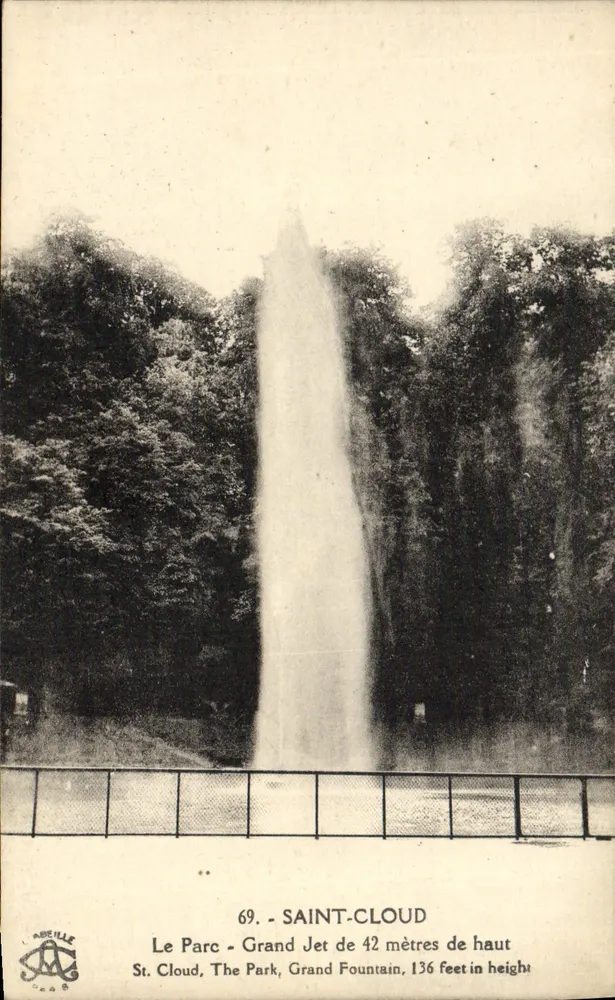 Saint-Cloud - Grand Jet von 42 Metern Höhe - Verlag L. Abeille, Nr. 69 - Vorderseite