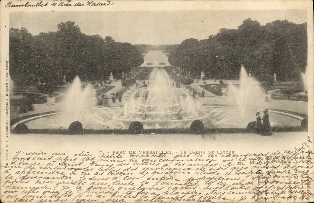 Parc de Versailles — Le Bassin de Latone — éd. Reuter, Nancy - Recto