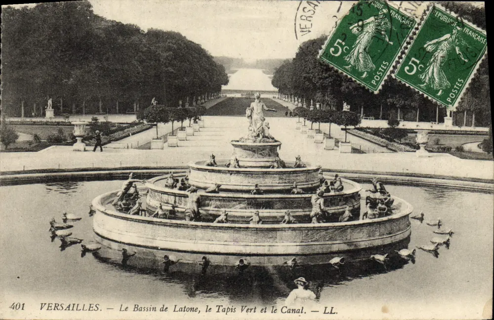 Versailles — Der Bassin de Latone, der Tapis Vert und der Kanal — LL. n° 401 - Vorderseite