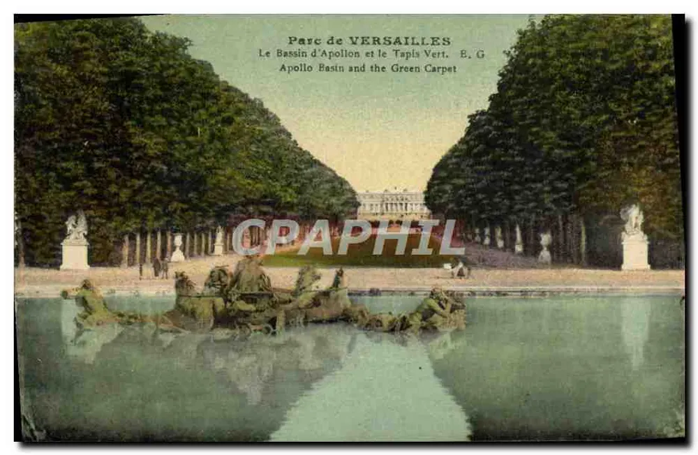 Park von VERSAILLES — Der Bassin d'Apollon und der Tapis Vert — E. G. - Vorderseite