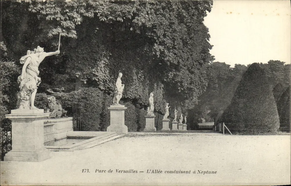 Parque de Versailles — A Avenida conduzindo a Netuno — Héliotypie Bourdier e Fauccieux, n°173 - Frente