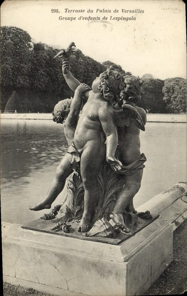Terrasse des Palastes von Versailles — Gruppe von Kindern von Lespingola — Héliotypie Bourdier et Faucheaux - Vorderseite
