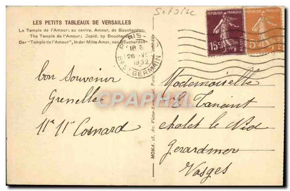 Templo do Amor — Versailles — Mona - Verso