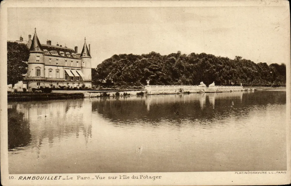 Rambouillet — Ansicht der Île du Potager — Platinogravure LL, Paris - Vorderseite