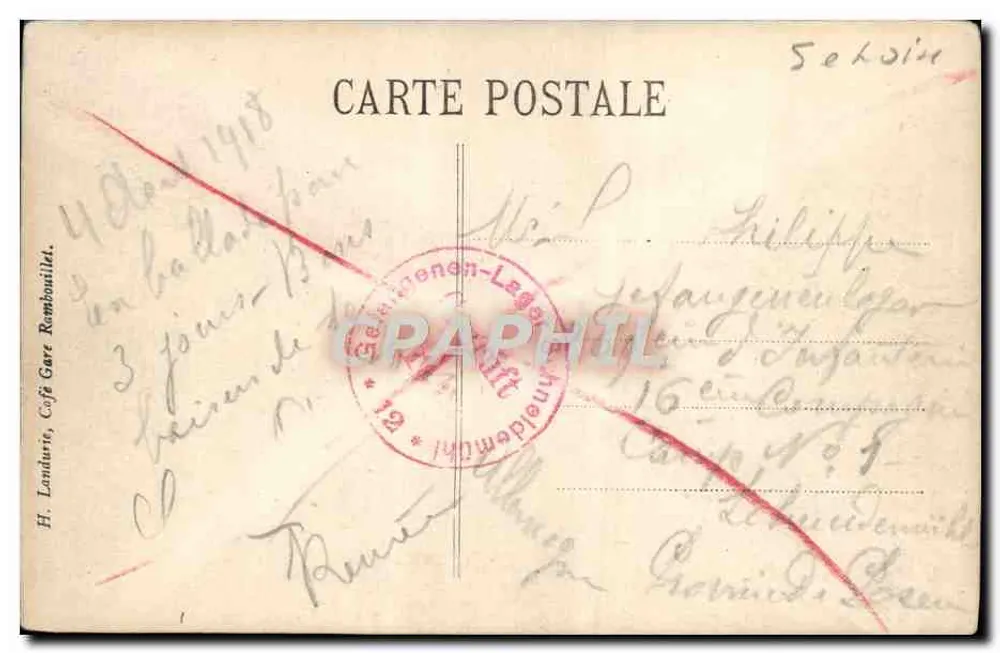 Rambouillet — Ansicht der Île du Potager — Platinogravure LL, Paris - Rückseite