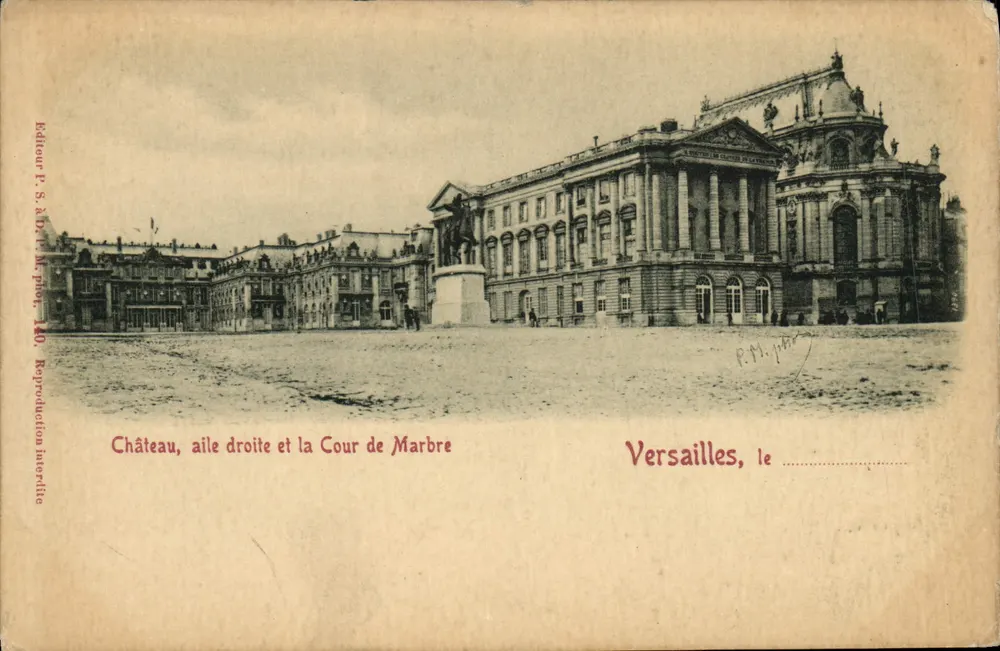 Schloss, rechte Flügel und die Cour de Marbre — Versailles — Verlag P. S. à D. Le M. Phot. 140 - Vorderseite