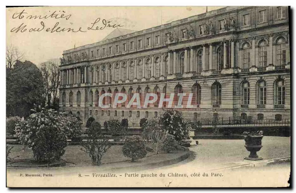 Versailles — Partie gauche du Château, côté du Parc — P. Marmouse, Paris, n°8 - Recto