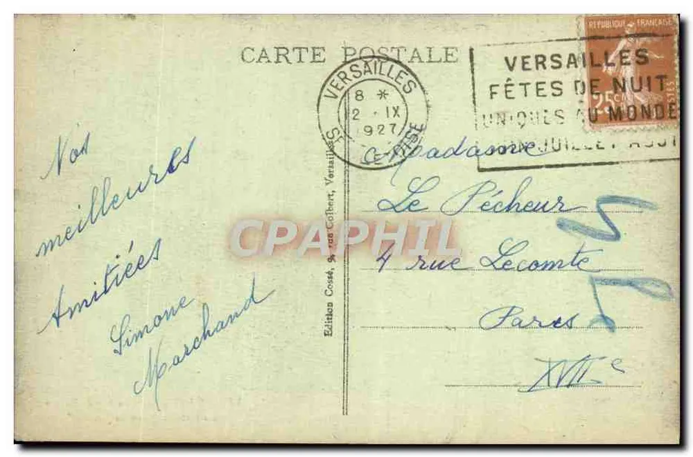 Versailles — Salle du "Jeu de Paume" — Édition Costé, Versailles - Verso