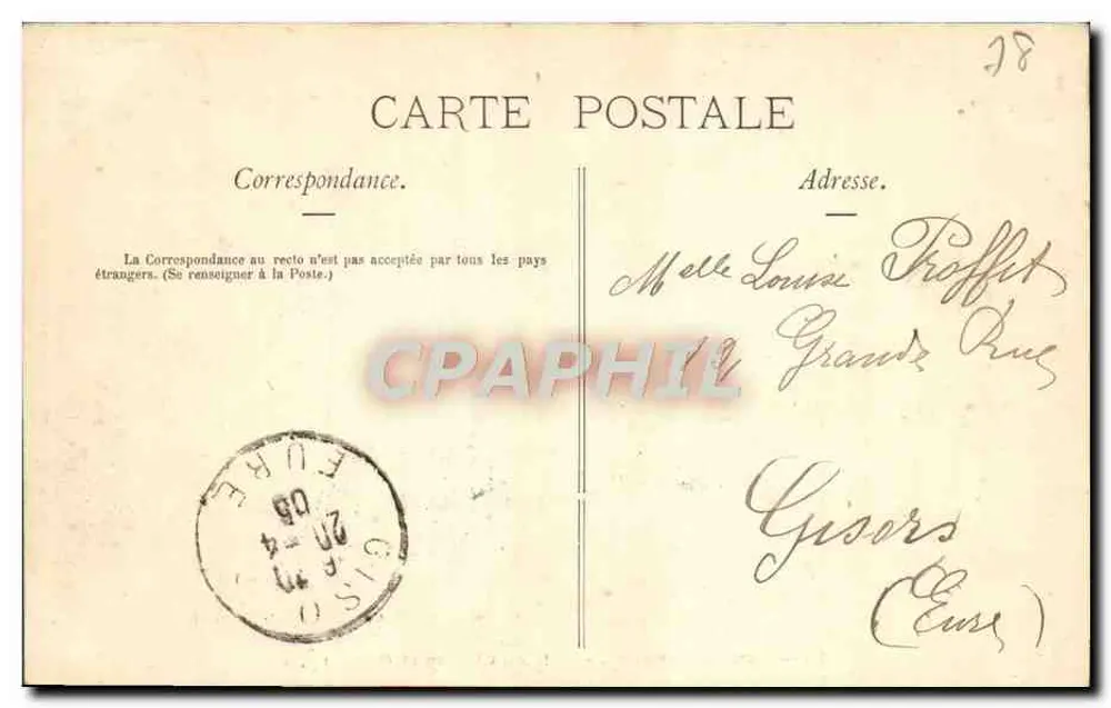 Parque de Versalhes — Lado do Castelo e Orangerie — Editor anônimo, n° 43 - Verso