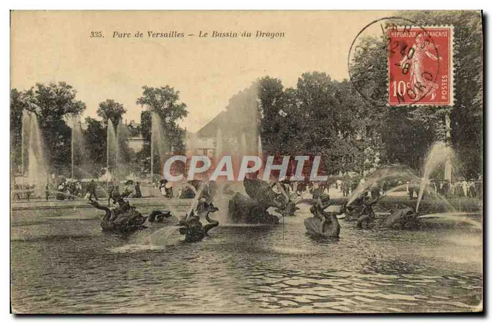 Parc de Versailles — O Bassin do Dragão — Héliotypie Bourdier et Faucheux, n°335 - Frente