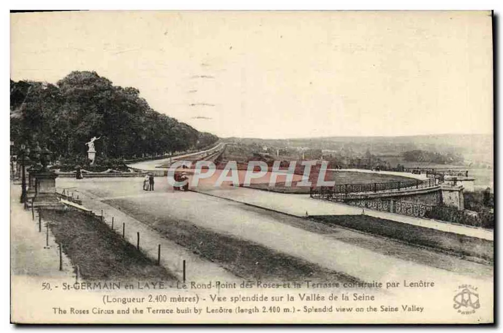 St-GERMAIN en LAYE - Der Rosen-Rundplatz und die Terrasse von Lenôtre (Länge 2.400 Meter) - Prächtige Aussicht über das Seine-Tal - Vorderseite