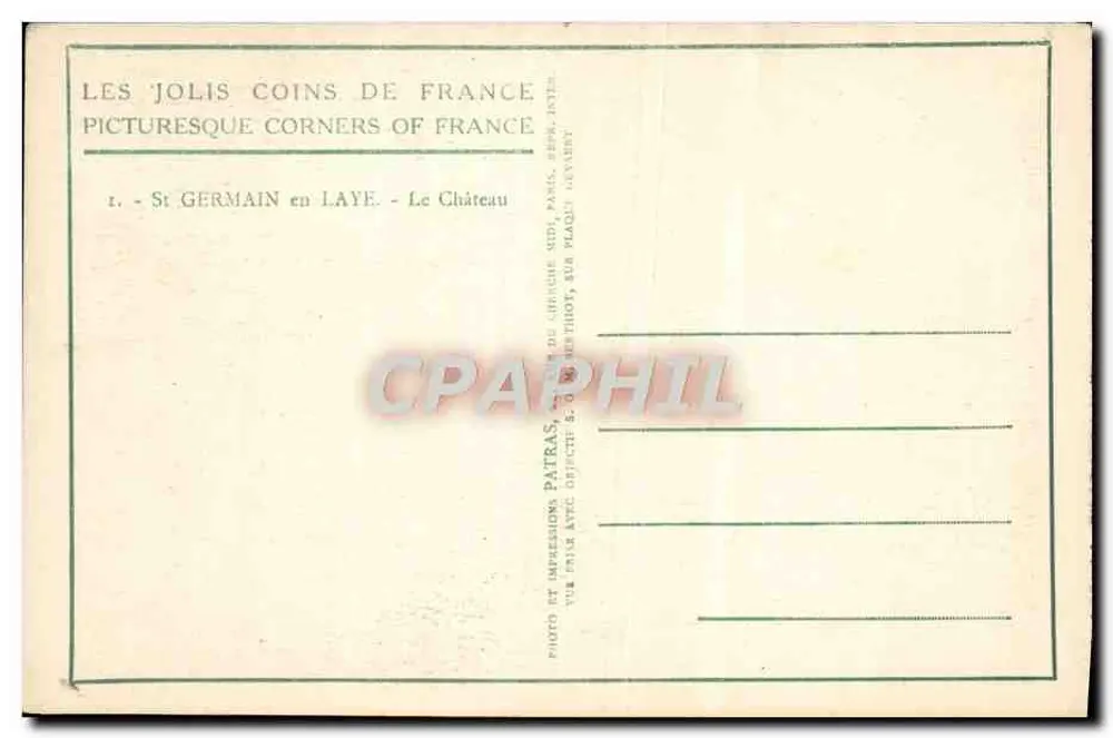 St-Germain-en-Laye — O Castelo — Patras - Verso