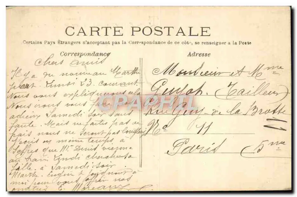 St-Germain-en-Laye — Façade du Château côté de la place Thiers — Éditeur T. Faure, n°3 - Verso