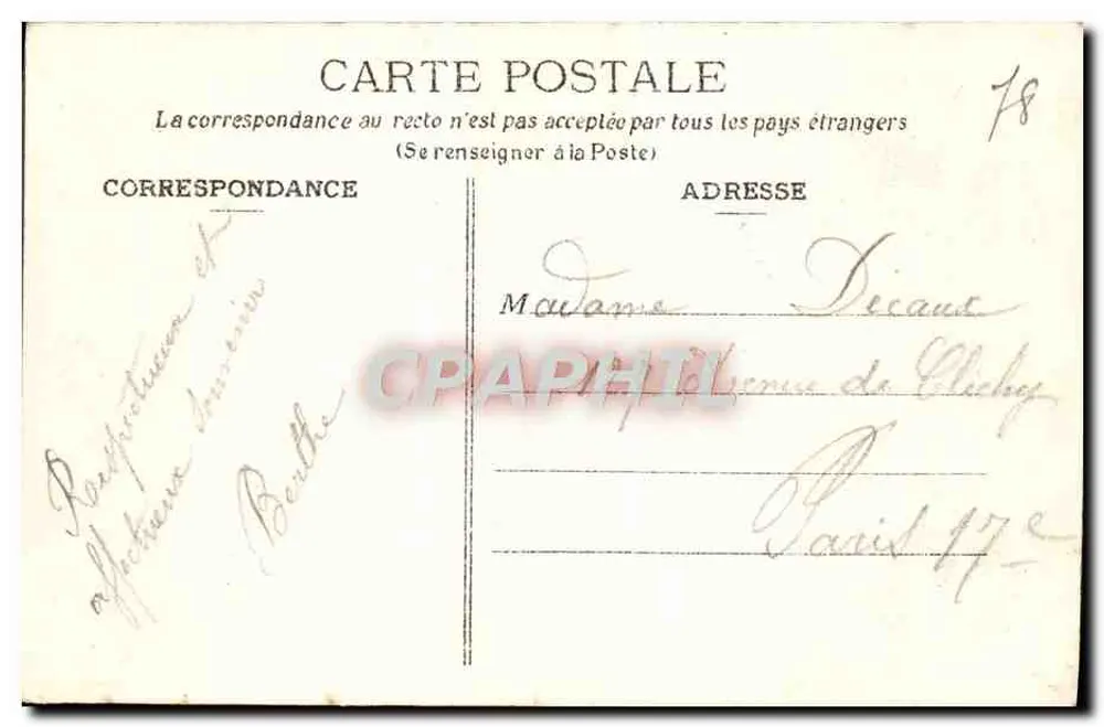 Wald von Carnelle — Kreuzung des Leuchtpfahls des Löwen — Phototypie-Druckerei J. Frémont, Beaumont-s.-Oise - Rückseite