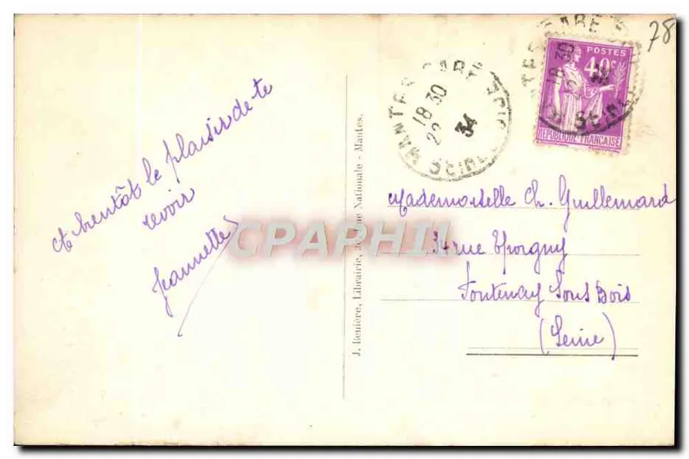 Mantes - La Cathédrale — LL — J. Bonicière, Librairie Nationale - Verso