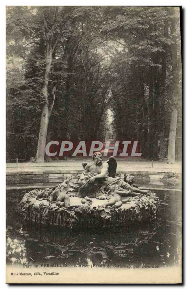 Parque de VERSAILLES — O Inverno (bacia de Saturno), por Girardon — edição Mme Moreau, Versailles - Frente