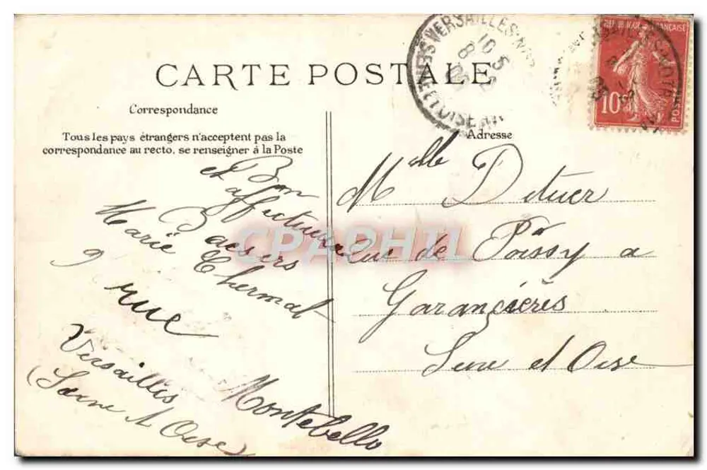 Parque de Versalles — Muelle del Canal — Editor E.D. n°38 - Reverso