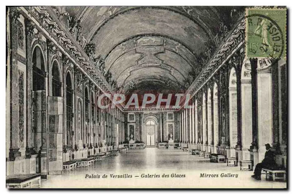 Palácio de Versalhes — Galerias dos Espelhos — Galeria de Espelhos — M. Moreau, editor Versalhes - Frente