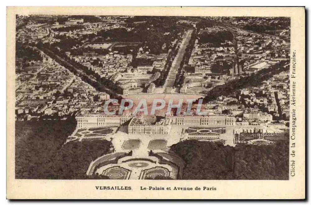 Versailles — Das Schloss und Avenue de Paris — Cliché der französischen Luftfahrtgesellschaft - Vorderseite