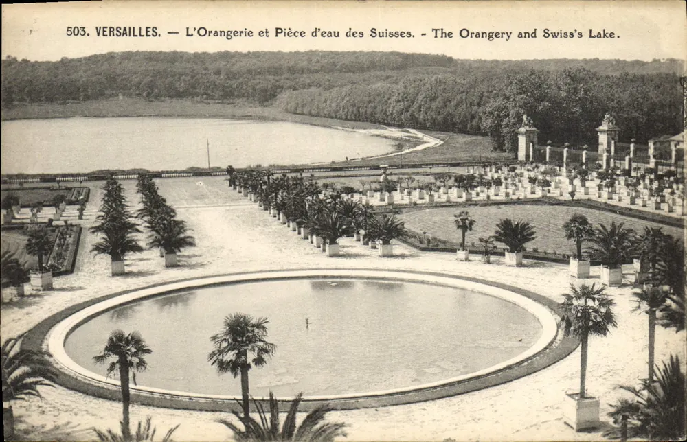 Versailles — Die Orangerie und das Wasserbecken der Schweizer — Edition P. Girard, 9, rue Colbert — n° 503 - Vorderseite