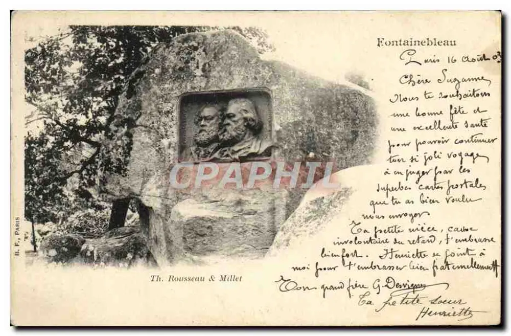 Fontainebleau — Bustos de Th. Rousseau & Millet — B.F. Paris - Frente
