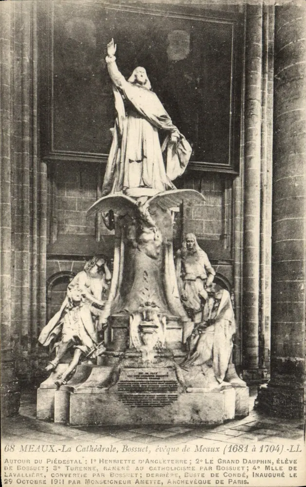 Die Kathedrale von Meaux — Statue von Bossuet — Verlag LL - Vorderseite