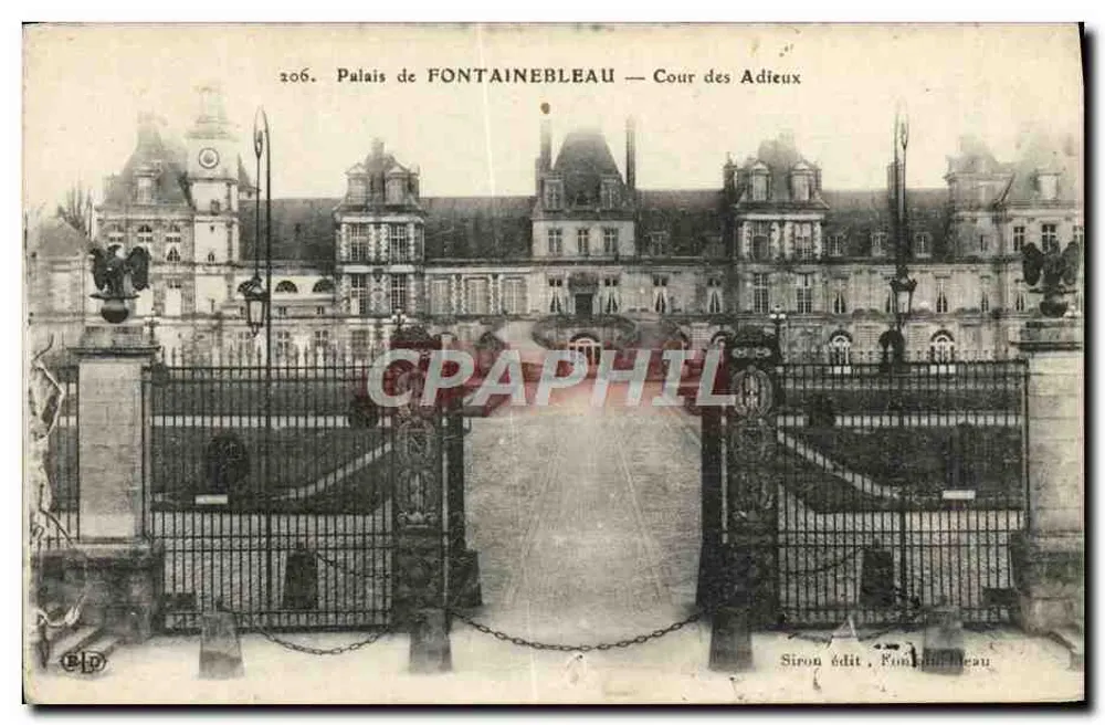 Schloss FONTAINEBLEAU — Cour des Adieux — Siron édit, Fontainebleau - Vorderseite